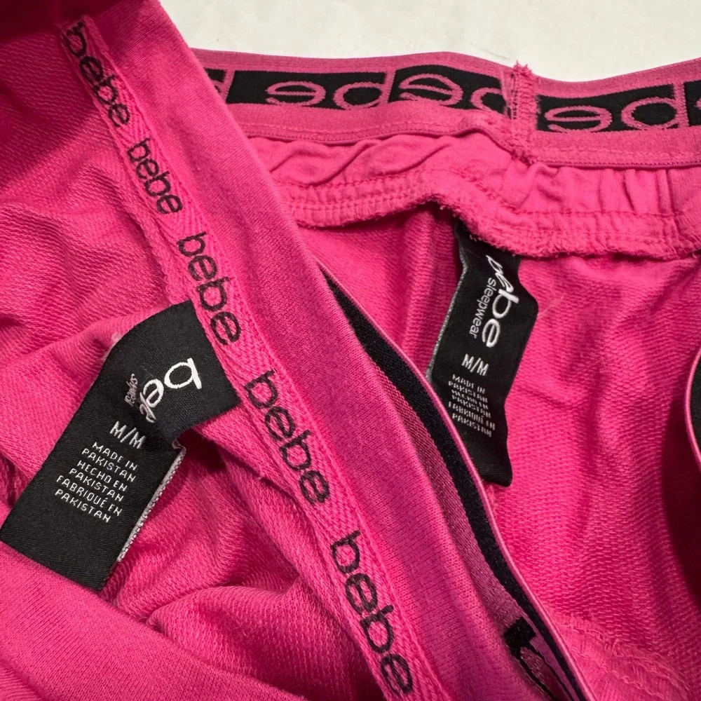 Bebe 2 Piece Lounge Set Logo Sweatshirt Joggers Pink Size Small Excellent
